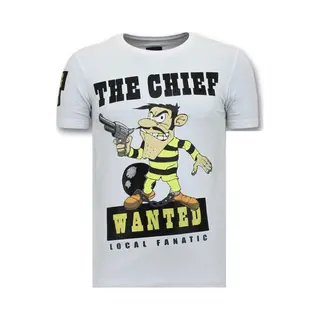 Local Fanatic Exclusieve T-Shirt Mannen Print - The Chief Wanted - Wit