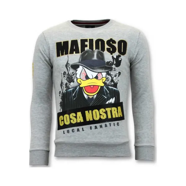 Local Fanatic Exclusieve Sweater Heren - Cosa Nostra Mafioso - Grijs thumbnail