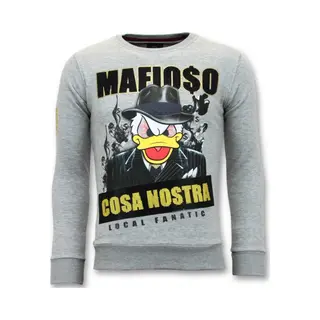 Local Fanatic Exclusieve Sweater Heren - Cosa Nostra Mafioso - Grijs