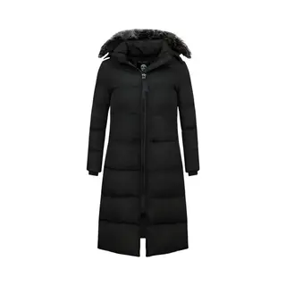 Matogla Extra Lange Winterjas Dames Met Kunst Bontkraag - Zwart
