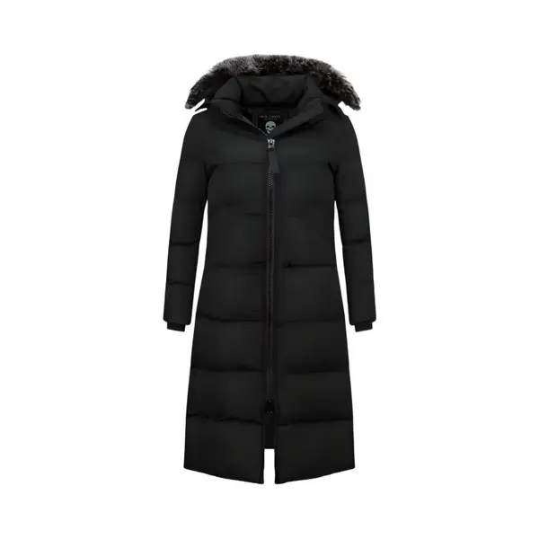 Matogla Extra Lange Winterjas Dames Met Kunst Bontkraag - Zwart thumbnail