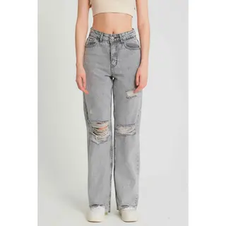 parisian Spijkerbroek Dames - Ribbed Jeans High Waist - D83618 - Grijs