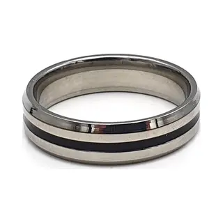 No Evil City Jewels Stalen Herenring Met Zwarte Bies - 18, 5 Mm