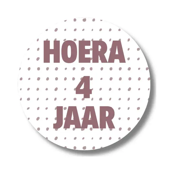 20 X Roze Traktatiestickers Hoera 4 Jaar - Stickervel - Cadeaustickers - Wensetiket - Rond 4 Cm - Sluitsticker - 20 Stuks - Sticker 4e Verjaardag thumbnail