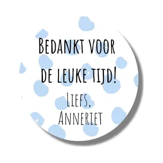 20 X Blauwe Naamstickers | Bedankt Leuke Tijd | Sluitstickers | Traktatie | Afscheid School Gepersonaliseerde Etiketten