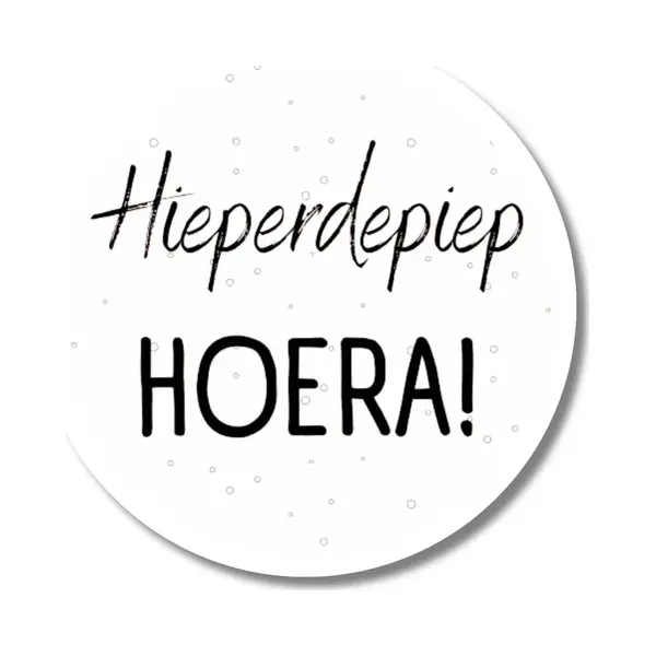 20 X Traktatiestickers Cadeaustickers | Hieperdepiep Hoera | Stickervel | Verjaardag Zwart Wit | 40 Mm | Sluitstickers thumbnail