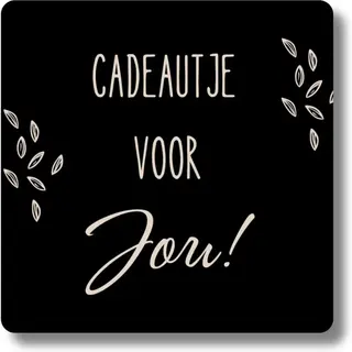 12 X Extra Grote Zwarte Vierkante Cadeaustickers - Cadeautje Voor Jou - Stickervel - 5, 5 Cm