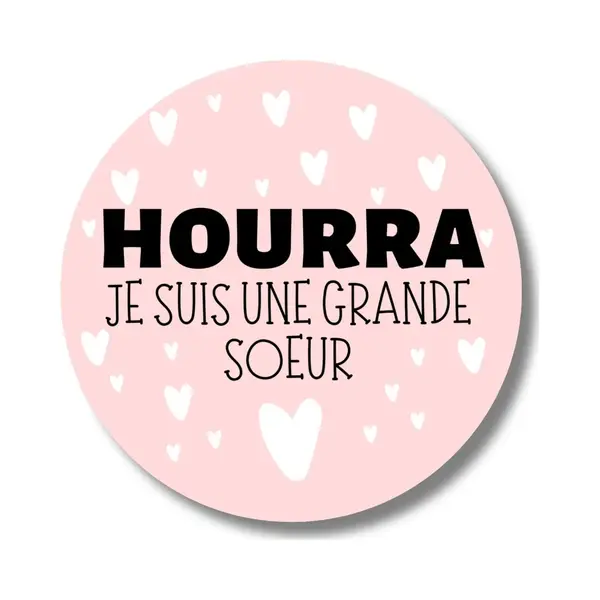 Traktatiestickers - Hourra Je Suis Une Grande Soeur - Franstalig - Geboorte - 20 Stickers - 4 Cm - Stickers thumbnail