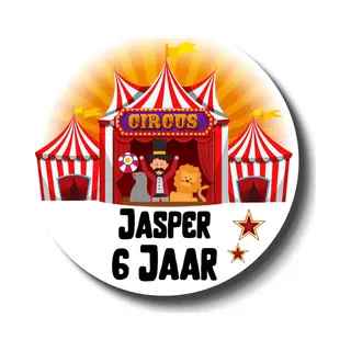 20 X Traktatiestickers Met Naam En Leeftijd - Circus - Trakteren - Gepersonaliseerd - Uitdelen - Verjaardag - Jarig