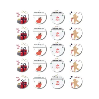 Kerst - Etiketten - Cadeaustickers - Peperkoekmannetje - Kerstcadeau Versieren - Om Een Naam Op Te Schrijven - Naamstickers