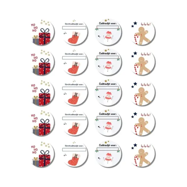 Kerst - Etiketten - Cadeaustickers - Peperkoekmannetje - Kerstcadeau Versieren - Om Een Naam Op Te Schrijven - Naamstickers thumbnail