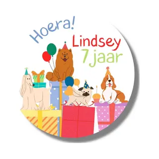 20 X Gepersonaliseerde Honden Stickers Naam Leeftijd Kinderen Verjaardag - Feest Traktaties Uitdelen - 4 Cm
