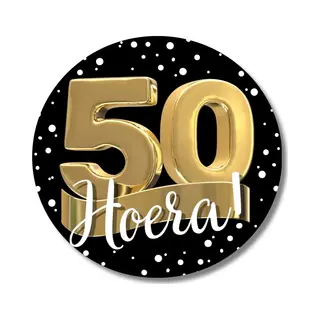 50 Jaar Sluitstickers - Cadeaustickers Zwart Goud - Uitnodiging Verjaardag Abraham Sarah - 20 Stuks - 4 Cm