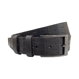 Arrigo Riem - Leren Riem - 3.5 Cm - Kroko Print - Grijs – 115 Cm (Taille 95 Cm)