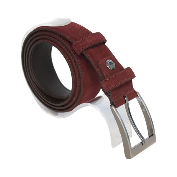Arrigo Riem Heren - Riem Dames - 3.5 Cm - Donkerrood Suede - Totale Riem Lengte 125 Cm (Taillemaat Tot 105 Cm) thumbnail