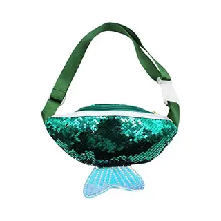 Kimu Heuptasje Kinderen Klein Tasje Zeemeermin Groen Blauw - Pailletten Meisje Dames Heuptas Mermaid Kindertasje Sequin Wit Kind Glitter Kinder Tas