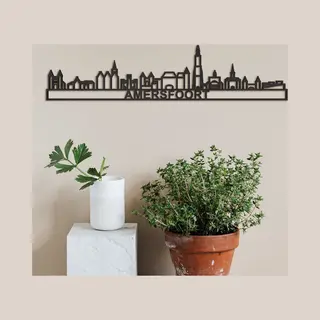 Skyline Amersfoort (mini) Zwart Mdf Wanddecoratie Voor Aan De Muur Met Tekst City Shapes
