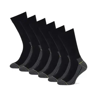 6-Pack Naadloze Wandelsokken - Zwart – Ademend & Koel – Unisex Sokken – Stapp Yellow Walker - 43/46