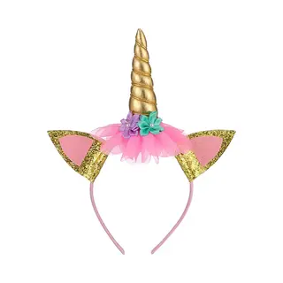 Eenhoorn Diadeem Voor Kinderen - Roze Met Glitters En Bloemen