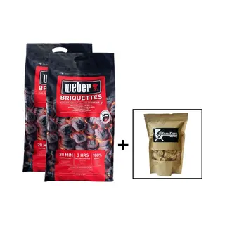 Weber Aanmaakblokjes Barbecue 16KG (2 X 8KG) + Gratis Famiflora Houtwol Aanmaakhout (+/- 24 Stuks. Totaal, 325 Gr) - Bbq Briketten Voordeelverpakking
