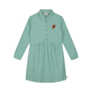 Smitten Organic - Lange Mouwen Vichy Gebroduurd Evase Jurk