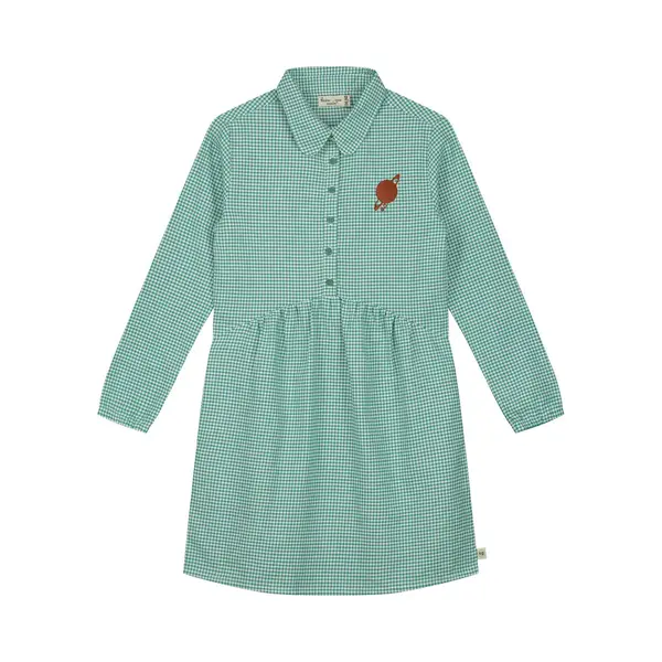 Smitten Organic - Lange Mouwen Vichy Gebroduurd Evase Jurk thumbnail