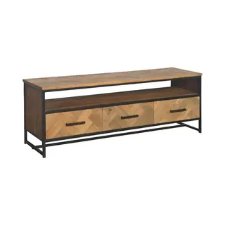 Livingfurn - Tv Meubel Tv Accent 150 Cm - Teakhout / Gecoat Staal