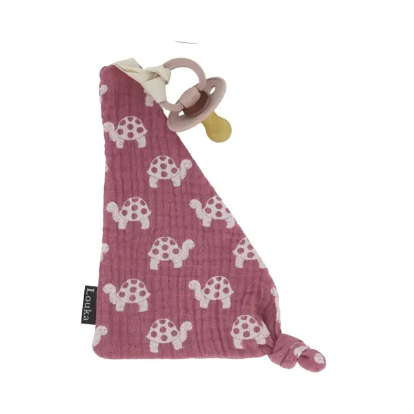 Louka Speendoekje Driehoek Schildpad Roze - Meisje - Hydrofiel Katoen - Speenknuffel - Excl. Bibs Speen thumbnail