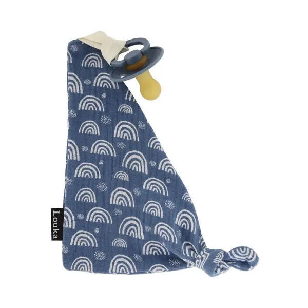 Louka Speendoekje Driehoek Regenboog Blauw - Hydrofiel Katoen - Speenknuffel - Excl. Bibs Speen thumbnail