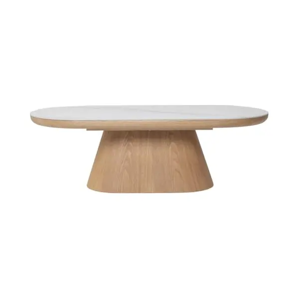Giga Meubel Salontafel Alba – Ovaal Natuurhout/keramiek – 120 X 60 X 38 Cm thumbnail