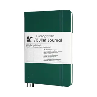 Hieroglyphs Bullet Journal - A5 Notitieboek - Hardcover Notebook Dotted - Handleiding En Inspiratie - Nederlands - Groen - Forest Green