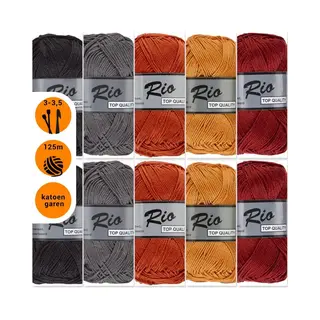 Lammy yarns - De hobbyvlinder Lammy Yarns Rio Katoen Garen Pakket - Warme Winter Kleuren - 10 Bollen