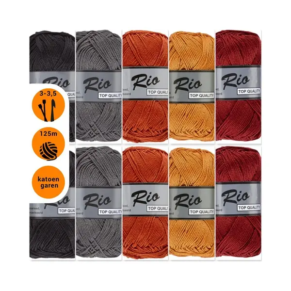 Lammy yarns - De hobbyvlinder Lammy Yarns Rio Katoen Garen Pakket - Warme Winter Kleuren - 10 Bollen thumbnail