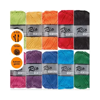 Lammy yarns - De hobbyvlinder Lammy Yarns Rio Katoen Garen Pakket - Regenboog Kleuren - 10 Bollen