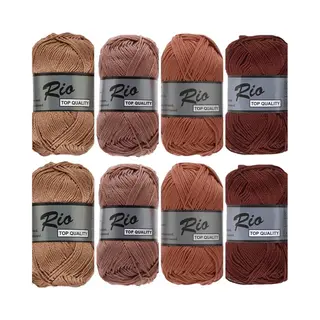 Lammy Yarns Haakgaren Katoen Ton Sur Ton Lever Bruin - Pakket Met 8 Bollen Rio