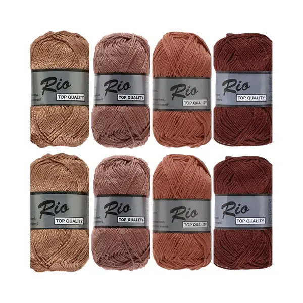 Lammy Yarns Haakgaren Katoen Ton Sur Ton Lever Bruin - Pakket Met 8 Bollen Rio thumbnail