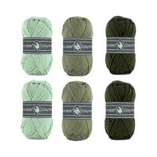 Durable - de Hobbyvlinder Ton Sur Ton Vintage Groen Haakgaren Set - 6 Bollen Acryl En Katoengaren Cosy Fine