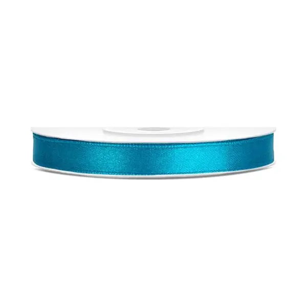 Turquoise Smal Satijn Lint, 0, 6 Cm Breed, 25 Meter Op Rolletje thumbnail