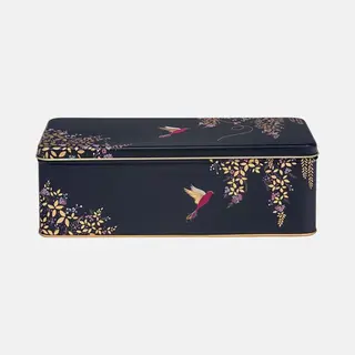 Bewaarblik Hummingbirds - Navy Blue - Rechthoek - Blik - 24, 5 X 10, 5 X 8 Cm - Sara Miller London