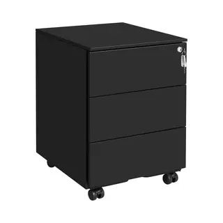 Ladeblok Zwart - Ladeblok Bureau Met Slot 3 Lades 55 X 45 X 39 Cm