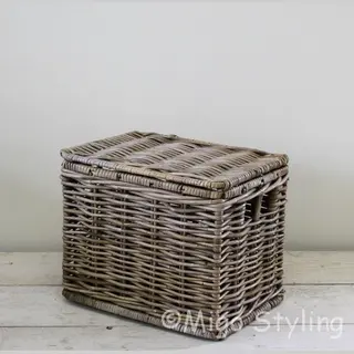 Migo Opbergmand - Met Deksel - 37x26xH30 - Riet - Rotan - Fietsmand - Rechthoek