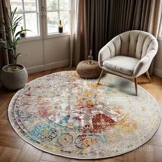 Muratap Tapijtenloods Picasso Feraghan Vloerkleed Vintage - Multi / Beige - 200 Cm - Laagpolig Vloerkleed Retro, Klassiek