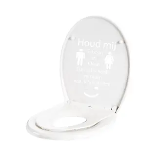 Wc Sticker Houd Mij Schoon En Clean - Wit - 18 X 27 Cm Toilet