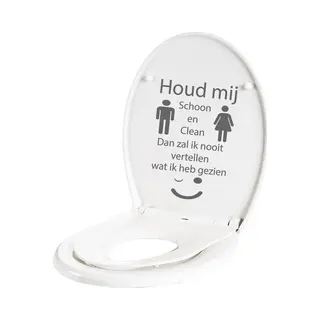 Wc Sticker Houd Mij Schoon En Clean - Donkergrijs - 18 X 27 Cm Toilet