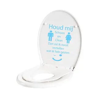 Wc Sticker Houd Mij Schoon En Clean - Lichtblauw - 18 X 27 Cm Toilet