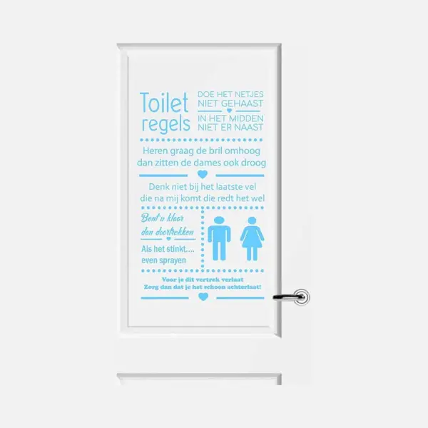 Muursticker Toiletregels - Lichtblauw - 40 X 66 Cm - Nederlandse Teksten Toilet Raam En Deur Stickers - Toilet thumbnail