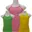 appelgroen, geel, roze