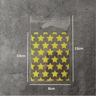 Catshi 100x Transparante Uitdeelzakjes - Cellofaan Plastic Traktatie Kado Zakjes - Snoepzakjes Sterren Goud