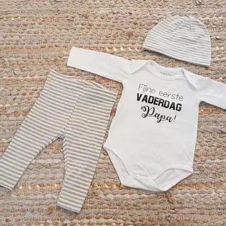 Set Romper Papa Baby Met Tekst Jongen Meisje Fijne Eerste Vaderdag Maat 74-80