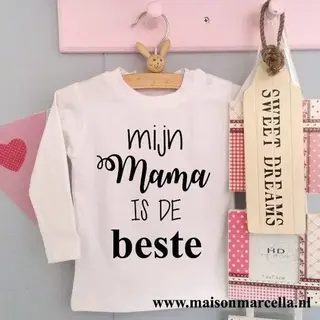 Baby Shirtje Jongen Of Meisje Tekst Mijn Mama Is De Beste | Lange Mouw T-Shirt | Wit Zwart| Maat 86 | Liefste Leukste Kleding Babykleding Cadeau